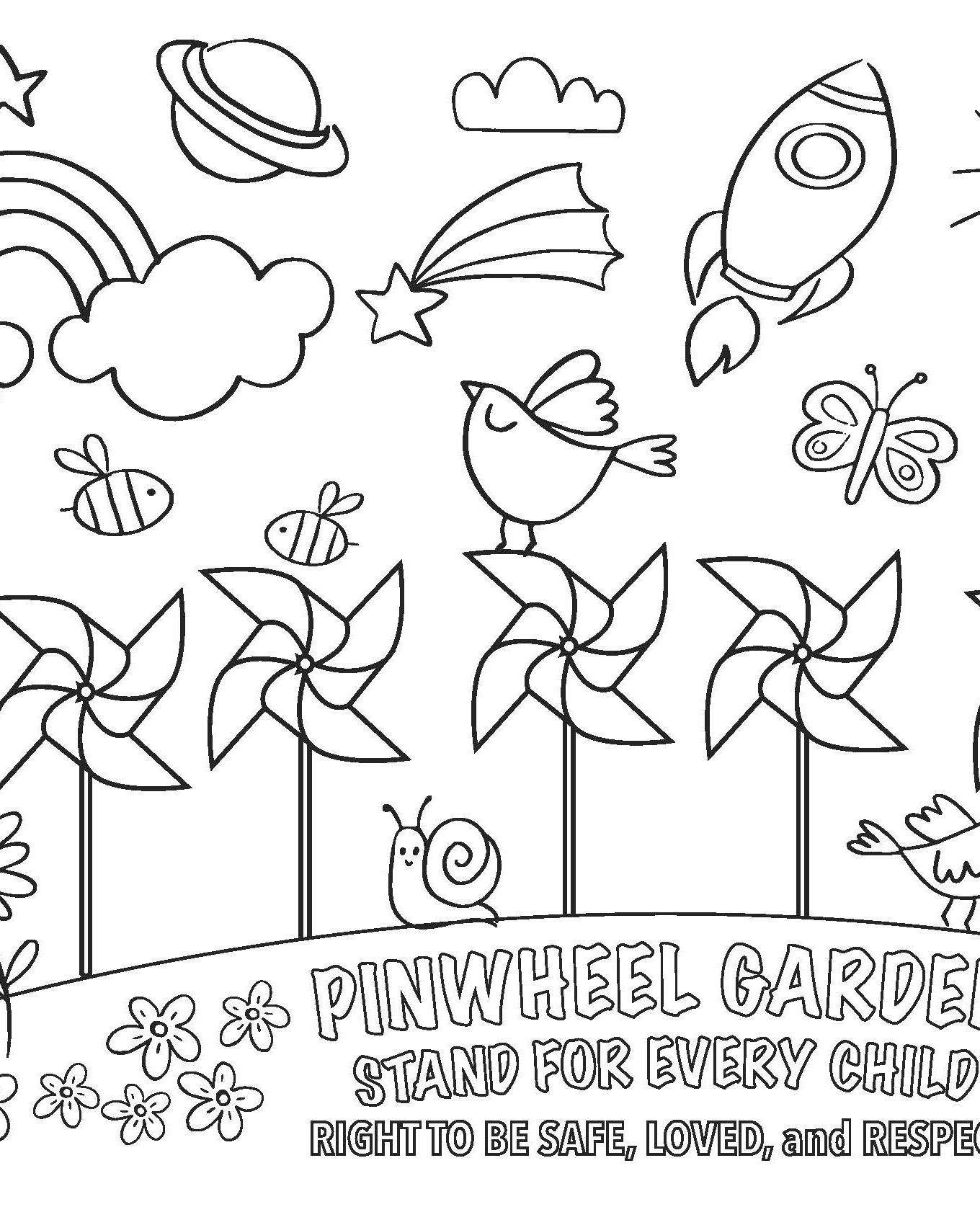 Pinwheel Garden Coloring Sheet